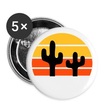 Two cacti in front of a half-sun - Buttons large 2.2''/56 mm (5-pack) - white - Front