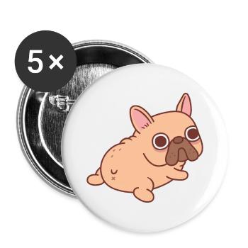 Cute French Bulldog Butt - Buttons large 2.2''/56 mm (5-pack) - white - Front