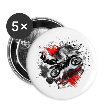 Motocross, Motocrosser, Gift Idea - Buttons large 2.2''/56 mm (5-pack) - white - Front