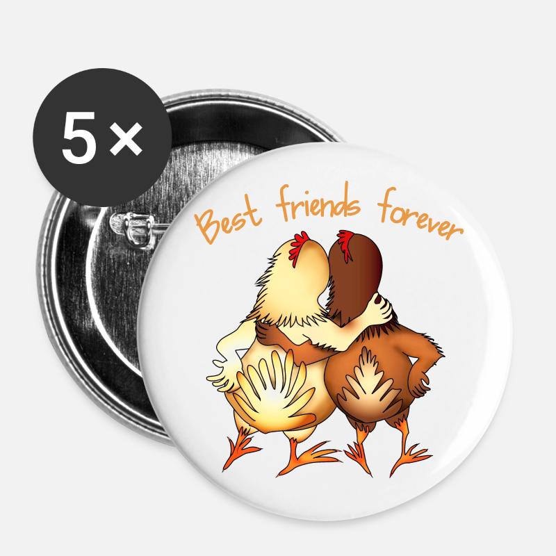 Best Friends Forever - Buttons large 2.2''/56 mm (5-pack) - white
