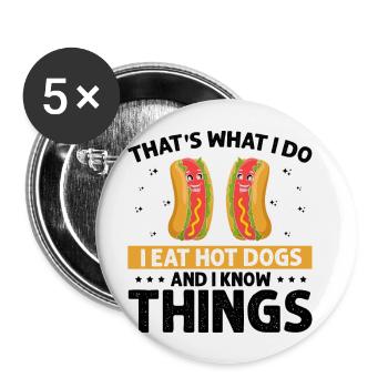 Hot Dog Love et Scientist Sausage Hot dog - Lot de 5 grands badges (56 mm) - blanc - Devant