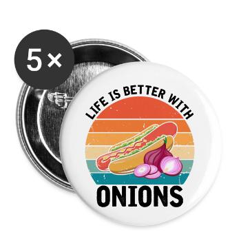 Hot Dog Love Hot Dog Pomme de terre Ketchup - Lot de 5 grands badges (56 mm) - blanc - Devant
