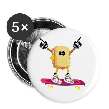 Sandwich Skateboard Skateboard skateboard skateboard - Lot de 5 grands badges (56 mm) - blanc - Devant