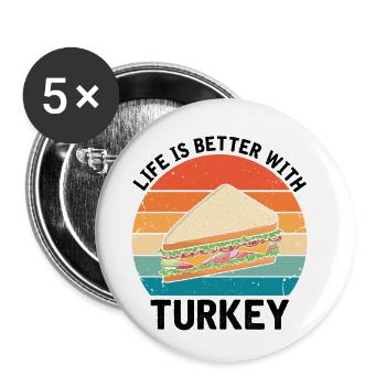 Food Love Sandwich Baguette Ketchup - Buttons large 2.2''/56 mm (5-pack) - white - Front