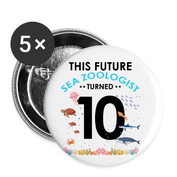 Future zooologist Birthday 10 Ten years - Buttons large 2.2''/56 mm (5-pack) - white - Front