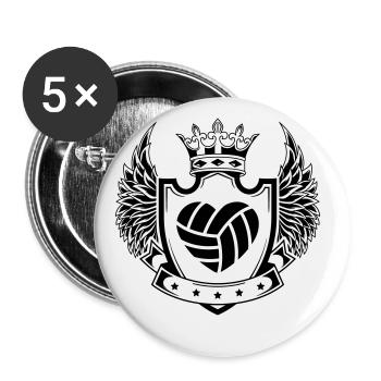 Armoiries du cœur de volleyball - Lot de 5 grands badges (56 mm) - blanc - Devant