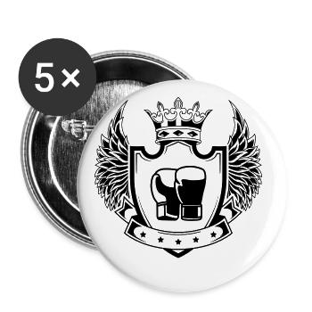Armoiries des gants de boxe - Lot de 5 grands badges (56 mm) - blanc - Devant
