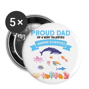 Proud Dad Marine Biologist Marine Biology Sea - Buttons large 2.2''/56 mm (5-pack) - white - Front