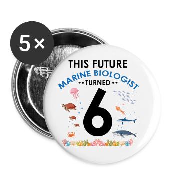 Biologie marine Fête d’anniversaire Anniversaire 6 - Lot de 5 grands badges (56 mm) - blanc - Devant