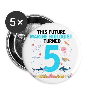 Meeresbiologie Geburtstagsparty Geburtstag 5 Fünf - Buttons groß 56 mm (5er Pack) - Weiß - Vorne