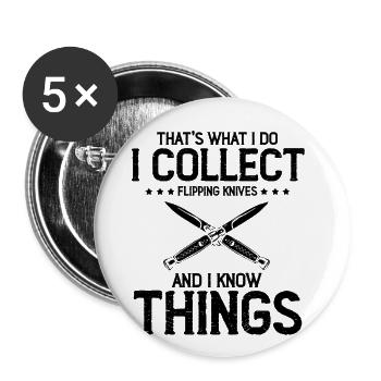 Objets blancs et collectionner le collectionneur de couteaux de chasse - Lot de 5 grands badges (56 mm) - blanc - Devant