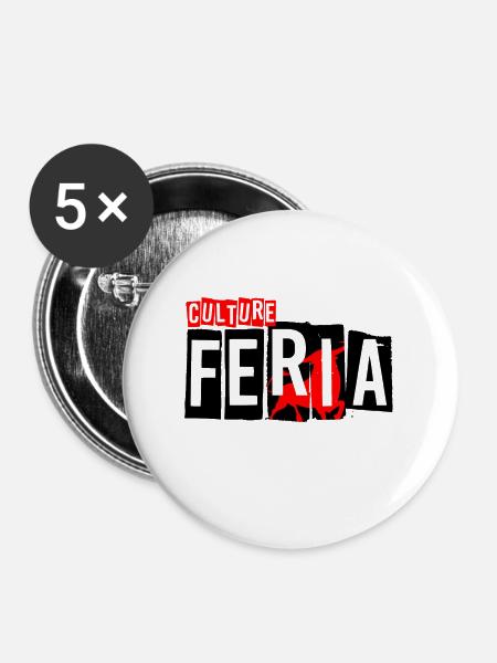 Kultur Feria - Buttons groß 56 mm (5er Pack) - Weiß