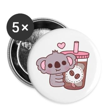 Cute Koala Bear Loves Iced Coffee - Buttons large 2.2''/56 mm (5-pack) - white - Front