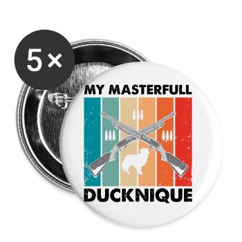 Conception de chasse au canard drôle Conception de chasseurs de canards de chasse - Lot de 5 grands badges (56 mm) - blanc - Devant