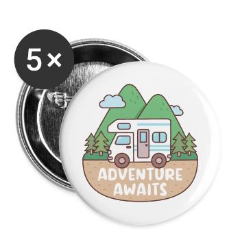 RV Explorer la nature et l’aventure en plein air vous attend - Lot de 5 grands badges (56 mm) - blanc - Devant