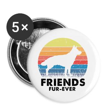 Design Berger allemand Police Design - Lot de 5 grands badges (56 mm) - blanc - Devant