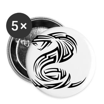 Schlange Kobra Tribal Tattoo - Buttons groß 56 mm (5er Pack) - Weiß - Vorne