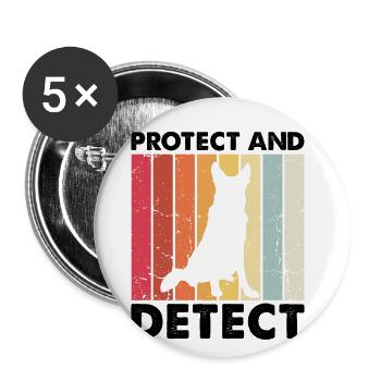 Militär Design Polizei Hund Deutscher Schäfer - Buttons groß 56 mm (5er Pack) - Weiß - Vorne