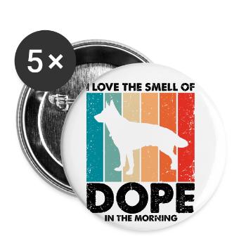 Militär Design Polizei Hund Deutscher Schäfer - Buttons groß 56 mm (5er Pack) - Weiß - Vorne