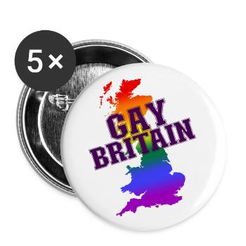Gay Britain! Rainbow UK LGBTQ+ pride - Buttons large 2.2''/56 mm (5-pack) - white - Front