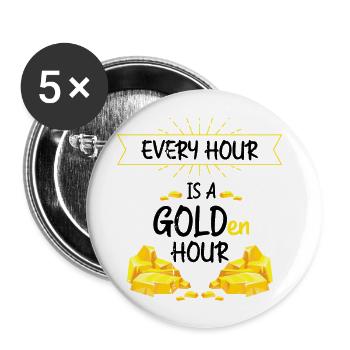 Gold Digger Gold Panning Conceptions d’extraction d’or - Lot de 5 grands badges (56 mm) - blanc - Devant