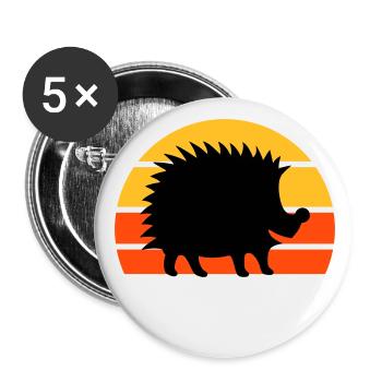 Hérisson heureux devant un demi-soleil - Lot de 5 grands badges (56 mm) - blanc - Devant