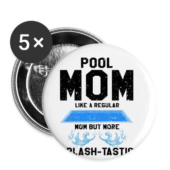 Bademeister Designs für Pooltechniker - Buttons groß 56 mm (5er Pack) - Weiß - Vorne