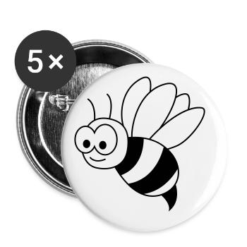 Honigbiene Comic Tier - Buttons groß 56 mm (5er Pack) - Weiß - Vorne