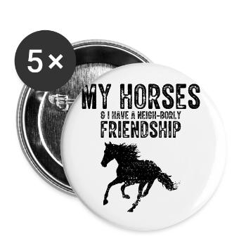 Voltigieren Design und Voltigieren Pferde Designs - Buttons groß 56 mm (5er Pack) - Weiß - Vorne