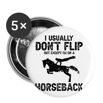Voltigieren Design und Voltigieren Pferde Designs - Buttons groß 56 mm (5er Pack) - Weiß - Vorne
