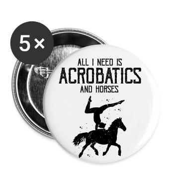 Voltigieren Design und Voltigieren Pferde Designs - Buttons groß 56 mm (5er Pack) - Weiß - Vorne