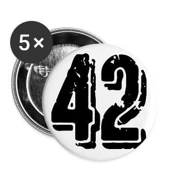 42 Zahl Trikot - Buttons groß 56 mm (5er Pack) - Weiß - Vorne