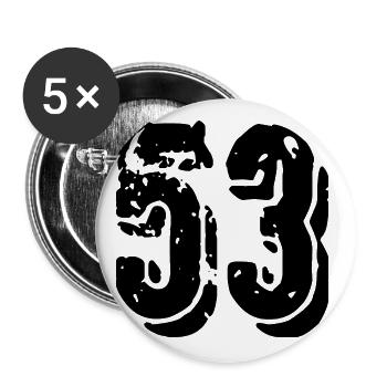 Maillot à 53 numéros - Lot de 5 grands badges (56 mm) - blanc - Devant