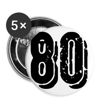 80 Zahl Trikot - Buttons groß 56 mm (5er Pack) - Weiß - Vorne