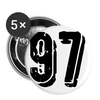 Maillot numéro 97 - Lot de 5 grands badges (56 mm) - blanc - Devant
