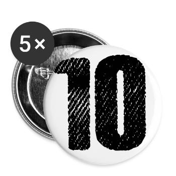Maillot à 10 chiffres - Lot de 5 grands badges (56 mm) - blanc - Devant