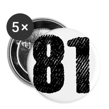 81 Zahl Trikot - Buttons groß 56 mm (5er Pack) - Weiß - Vorne