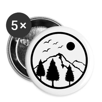 Montagnes + Soleil + Oiseaux – Mountain Day Japon - Lot de 5 grands badges (56 mm) - blanc - Devant