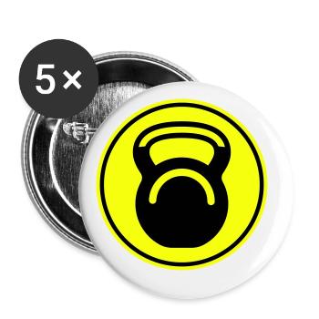 Hantel gewichte icon - Buttons groß 56 mm (5er Pack) - Weiß - Vorne