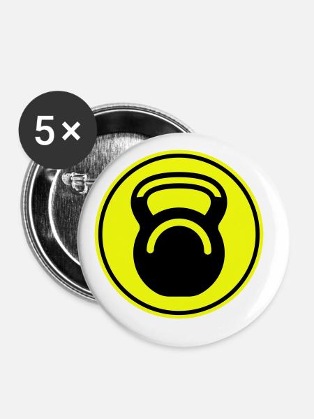 Hantel gewichte icon - Buttons groß 56 mm (5er Pack) - Weiß