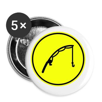 Icône de pêche à la canne à pêche - Lot de 5 grands badges (56 mm) - blanc - Devant