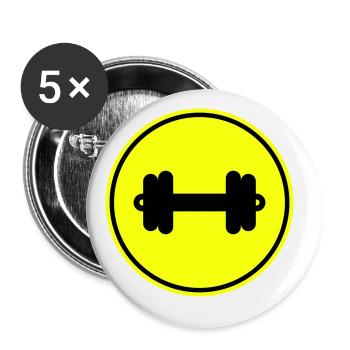 Hantel gewichte icon - Buttons groß 56 mm (5er Pack) - Weiß - Vorne