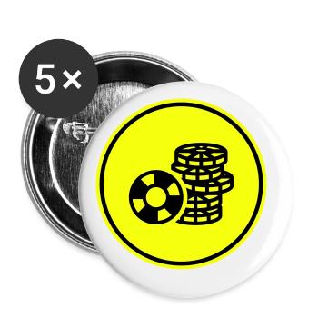 Icône de jeton de poker - Lot de 5 grands badges (56 mm) - blanc - Devant
