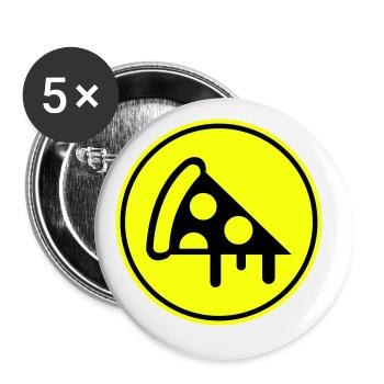 Silhouette de l’icône de la pizza - Lot de 5 grands badges (56 mm) - blanc - Devant