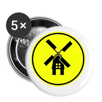 Windmühle Ivon Silhouette - Buttons groß 56 mm (5er Pack) - Weiß - Vorne
