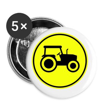 Silhouette de l’icône du tracteur - Lot de 5 grands badges (56 mm) - blanc - Devant