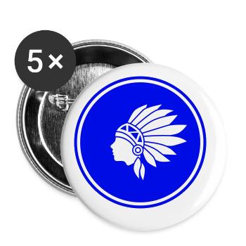 Tête indienne - Lot de 5 grands badges (56 mm) - blanc - Devant