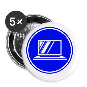 Icône de l’ordinateur portable - Lot de 5 grands badges (56 mm) - blanc - Devant