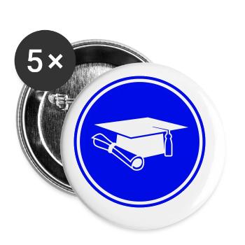Student mütze - Buttons groß 56 mm (5er Pack) - Weiß - Vorne