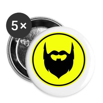 Beard symbol - Buttons large 2.2''/56 mm (5-pack) - white - Front